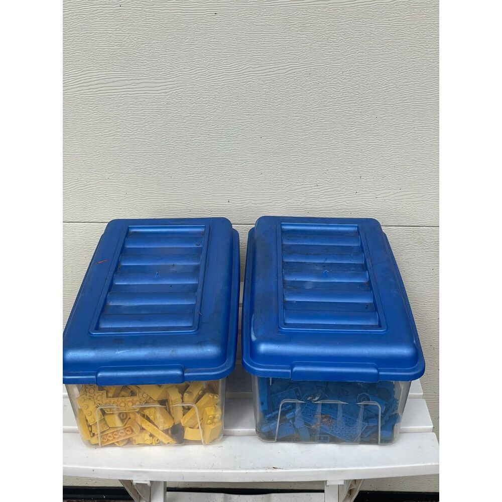 Bulk LEGO Lot Sorted By Color Blue Yellow Bricks Plates Parts Pieces Storage